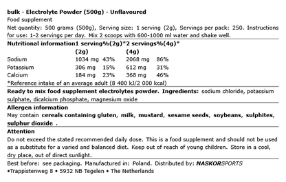 Poudre d’électrolytes - Nature 500g Bulk