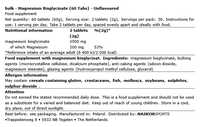 Magnésium Bisglycinate 60 comprimés Bulk
