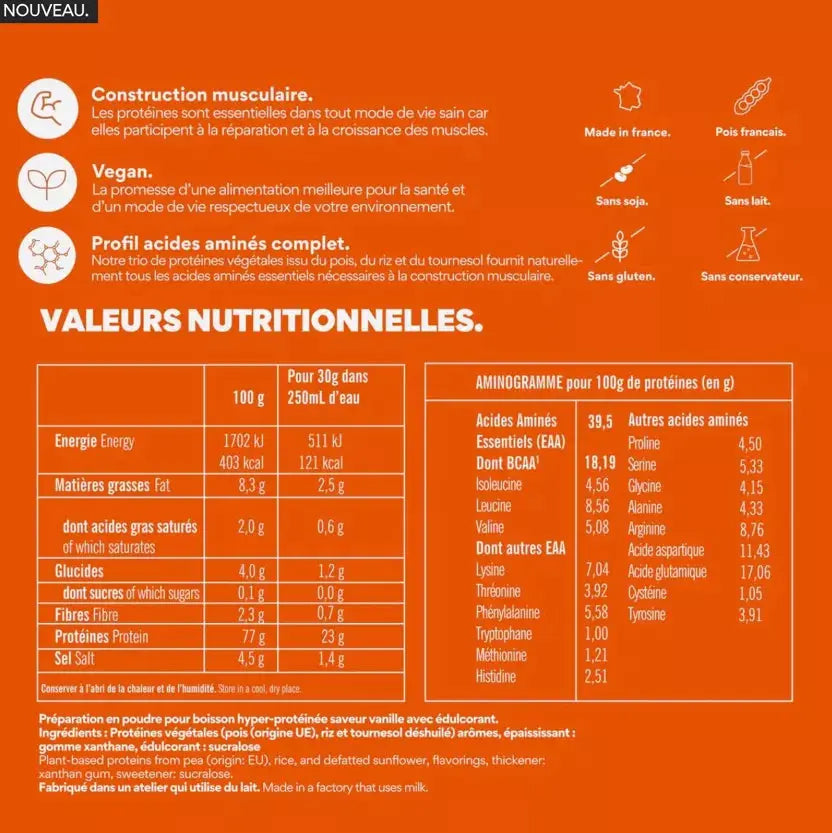 Protéines Végétales Saveur Vanille 600g O.K.R