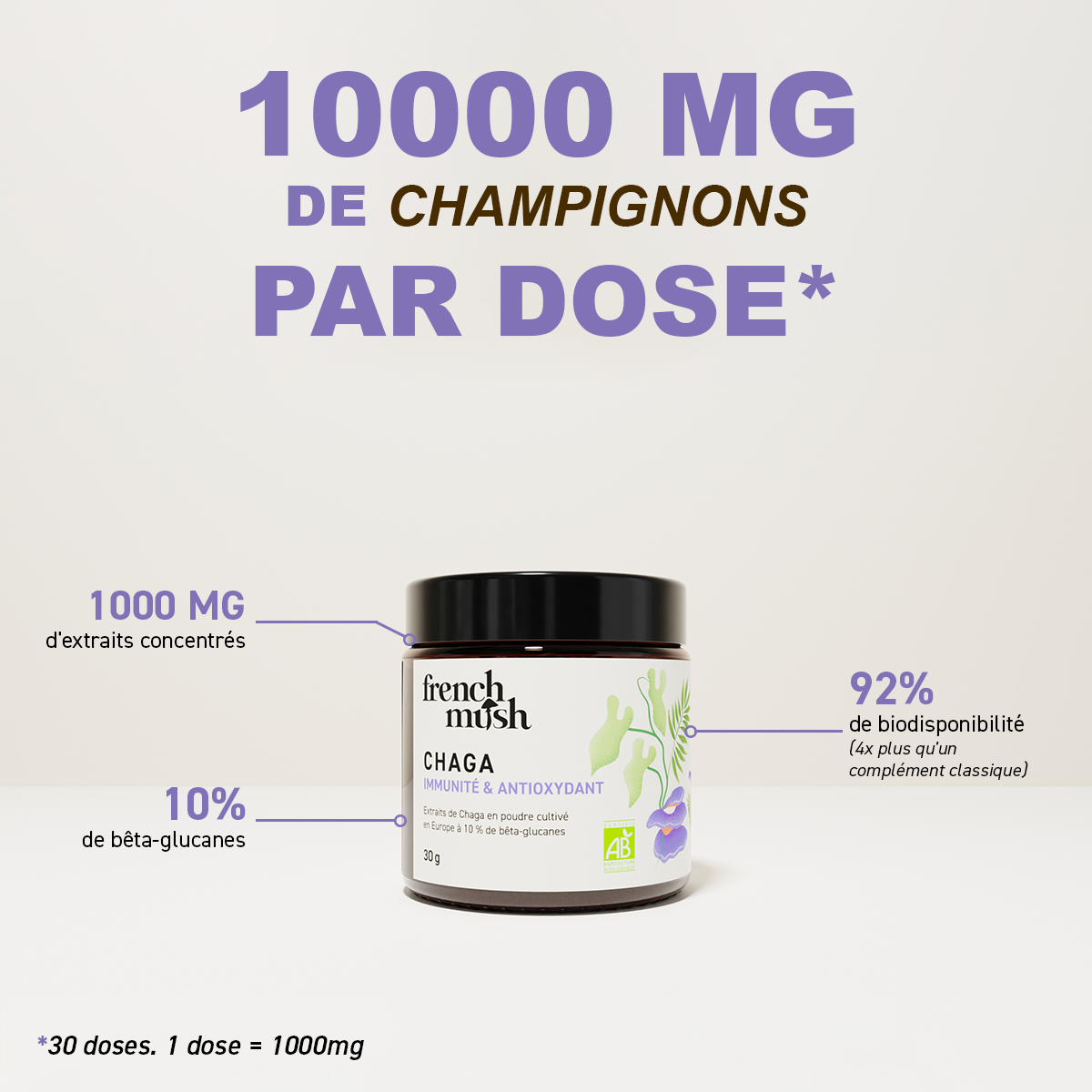 Poudre d'extraits de Chaga 30g French Mush