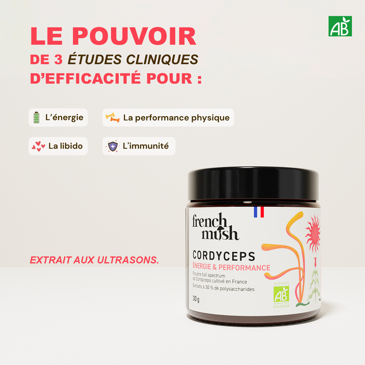 Poudre d'extrait de Cordyceps 30g French Mush