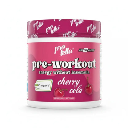 Protella Pre-Workout Cherry Cola fond blanc